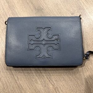 Tory Burch Harper Flat Wallet Crossbody, Color Blue